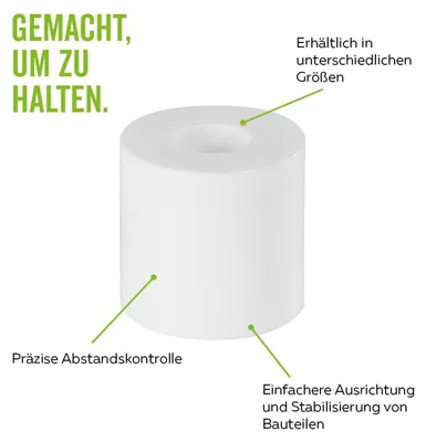 Produktbild von Alberts 338695 Distanzhülse | Kunststoff | Kunststoff, weiß | 20 x 20 mm | 10er Set