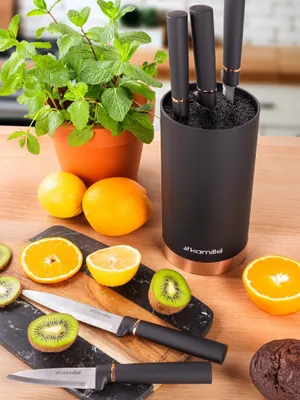 Obrázok produktu pre Nože V Bloku Súprava Kuchynských Nožov Kompletná 5 Nožov + Stojan Kamille