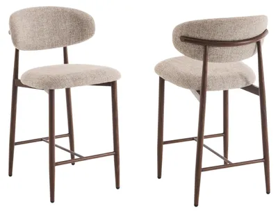 Productafbeelding van Barkruk Set van 2 - Ergonomische Barkrukken - Japanse Stijl - Houtlook Metalen Poten - Duurzame Bekleding - Comfortabele Barstoelen - Barstoel