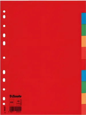 Produktbild von Esselte Multicoloured Card Dividers, 225 mm, 3 mm, 115 g, Multi
