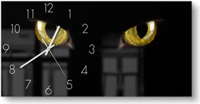 Produktbild von DEQORI Glasuhr 60x30 cm Zahlen 'Unheimliche Katzenaugen' Wanduhr Glas Uhr Design leise