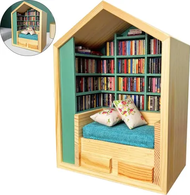 Produktbild von Bücherregal gegen Angst: Schütteln und die Angst verschwindet! 200 Miniaturbücher, ein Geschenk im Retro-Stil.