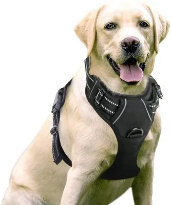 Produktbild von Zughemmendes Hundegeschirr, leicht anzulegen, verstellbar, reflektierend, mit Frontclip, für mittelgroße und große Hunde, schwarz