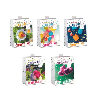 Produktbild von 10 Geschenktaschen A5 Format medium Glückwunsch Geburtstag€ 19,50 pro Tüte € 1,95 Bundle Set Geschenktüten