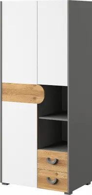 Obrázek produktu pro Šatní skříň 80 cm EDENTON se šuplíky  - dub nash / grafit / bílá