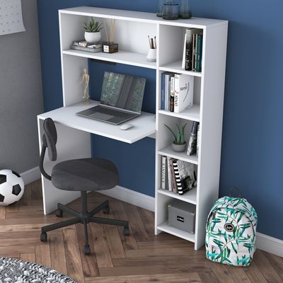 Skye Decor, HA104- HA104 RAN, Weiß, Arbeitstisch, 141,8x113,2x40 cm, 100% Melaminbeschichtete Partikelplatte