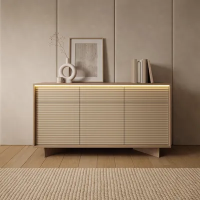Immagine prodotto di Hatareta - Credenza, 154x40x84h cm Marrone Rovere, 3 Cassetti