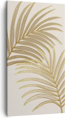Produktbild von Bild auf Leinwand - Leinwandbild - Einteilig - Golden Blätter Palmen - 45x80cm - Wand Bild - Wanddeko - Wandbilder - Leinwanddruck - Bilder - Wanddekoration - Leinwand bilder - Wandbild - PA45x80-4738