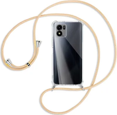 Produktbild von Handykette Backcover-Schutzhülle mit Band (Metall silberfarben) für vivo Y01, vivo Y15s (V2120, 6.51'') - Goldkordel