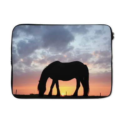 Produktbild von MuchoWow® Laptop Hülle 14 ZollPferde - Sonne - Wiese Laptoptasche - Laptoptasche - Stoßsicher - Schutzhaube