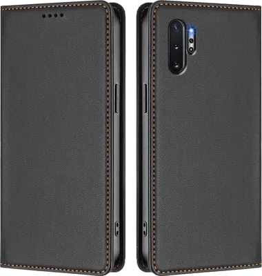 Immagine prodotto di Custodia in pelle per Samsung Galaxy Note 10+/Note 10 Plus 5G, custodia a libro magnetica in Finto cuoio con supporto, nera