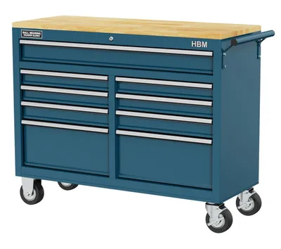 Produktbild von HBM Werkzeugwagen, Werkbank mit Holzarbeitsplatte 117 cm, blau