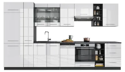 Produktbild von Küchenzeile Vicco Fame-Line Weiß Hochglanz/Anthrazit 355 cm ohne Arbeitsplatte, Model 36415