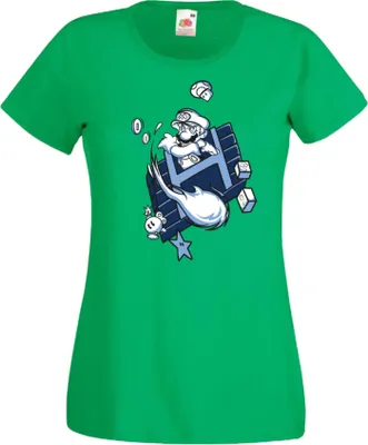Produktbild von Damen T-Shirt Game Mario Fun Fire ball Var-006 Game Mario Fun Fireball, Lady XL / Grün