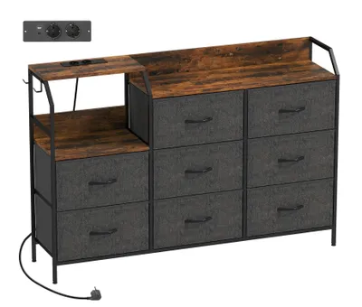 Produktbild von Sideboard, Kommode mit 8 Stoffschubladen,Ladestation