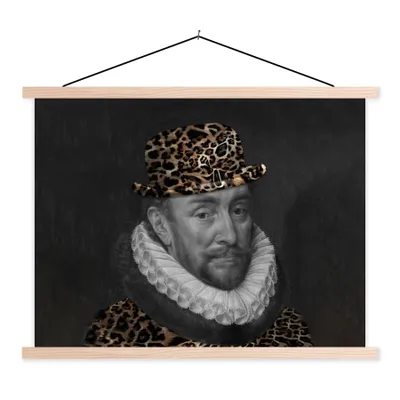 Produktbild von MuchoWow® Textilposter Kunst - Wilhelm von Oranien - Hut 150x113 cm mit holzfarbenen Rahmen - Poster