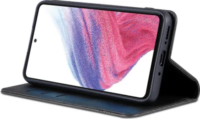 Produktbild von Leder Hülle für Samsung Galaxy A34 5G, Klapphüllen Brieftasche Magnetverschluss Ständer Schutzhülle Schwarz