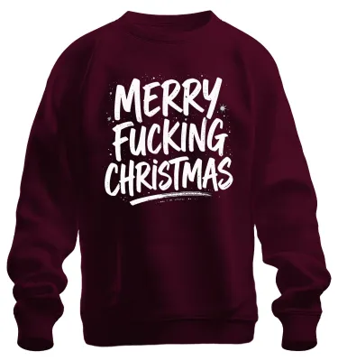 Produktbild von Merry Fucking Christmas Weihnachten frech sarkastisch Sweatshirt Pullover, Burgundy, S