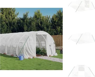Produktbild von vidaXL Gewächshaus mit Stahlrahmen Weiß 24 m² 8x3x2 m - Gewächshäuser