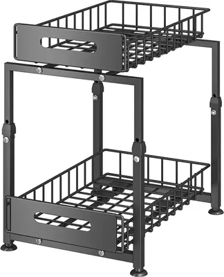Image de Organisateur de rangement, hauteur réglable, modèle extensible, noir