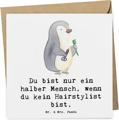 Produktbild von Mr. & Mrs. Panda Grußkarte Hairstylist Herz - Weiß - Geschenk, faltkarte, Frisör, Spruch, anlasskarte, Klappkarte, Friseursalon, Barbier, Glückwunschkarte, Haarstylist