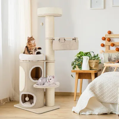 Produktbild von Katzenkratzbaum - Kratzbaum - Kratzmöbel - Katzenhaus - Kletterbaum - 2-stöckig mit Sisalbezug