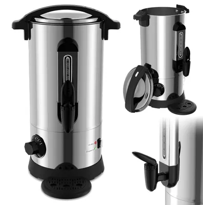 Produktbild von Ikodm Glühweinkocher 8 L, 1500 W, 304 Edelstahl, 30–110 °C regelbar, Zapfhahn, Tropfschale und Warmhaltefunktion