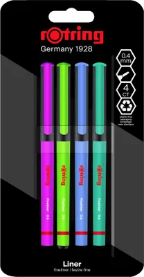 Produktbild von Rotring Fineliner-Feinfaserschreiber 0.4mm Fun Farben 4er Blister