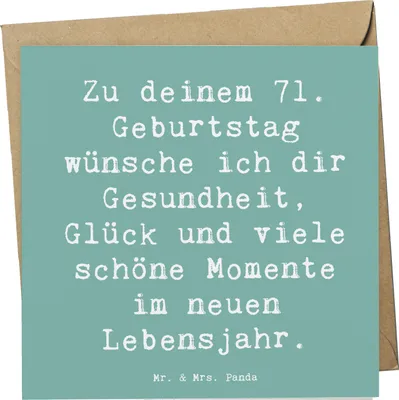 Produktbild von Mr. & Mrs. Panda Grußkarte Spruch 71. Geburtstag - Meeresbrise - Geschenk, faltkarte, Klappkarte, doppelkarte, schöne Momente, Glückwunschkarte, Freundschaft, Glückwunsch