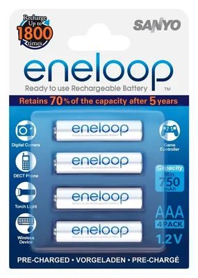 Immagine prodotto di confezione di 4 batterie Sanyo eneloop AAA