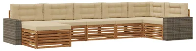 Produktbild von vidaXL Outdoor-Sofagarnitur mit Kissen 7 pcs Natur und Beige