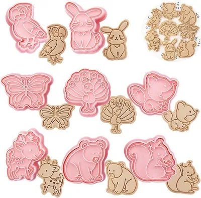 Productafbeelding van Dieren Koekjesvormen voor Kinderen - 8 Stuks Cartoon Uitsteekvormpjes