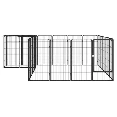 Zdjęcie produktu dla vidaXL 22-częściowy kojec dla psa czarny 50x100cm stal malowana proszkowo
