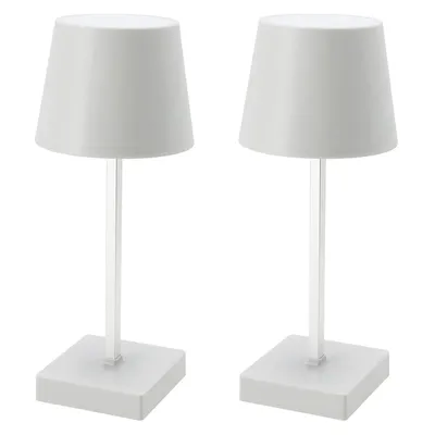 Produktbild von 2er Set Tischleuchte mit Touchfunktion Warmweiß USB Nachttischlampe Weiß Aufladbar Helligkeit regulierbar Schreibtischlampe Dimmbar