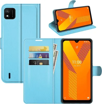 Immagine prodotto di Custodia König Design compatibile con Wiko Y62, realizzata in ecopelle, per smartphone - Custodia per cellulare, colore blu