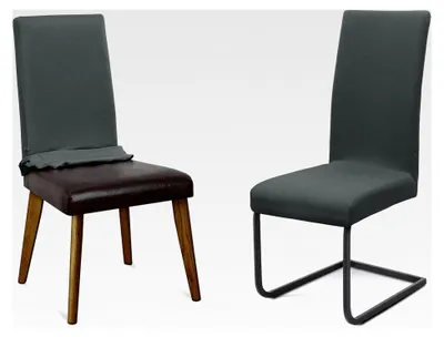 Produktbild von Stuhlhussen Sets, elastische Stretch Husse aus Jersey-Baumwolle für Stühle - 6er Set, Farbe: Dunkelgrau