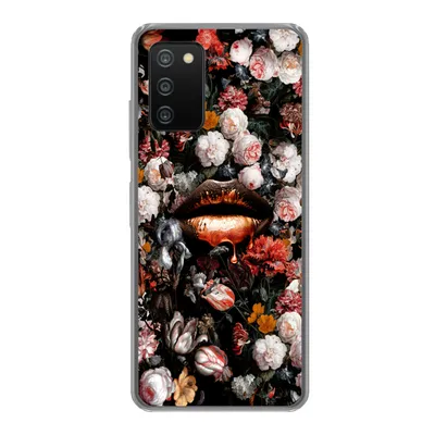 Produktbild von MuchoWow® Handyhülle Schutzhülle Hülle für Samsung Galaxy A03s Lippen - Blumen - Farbe - Orange - Kunst - Abstrakt - Alte Meister Silikon Softcase Handy Hülle - Schutz