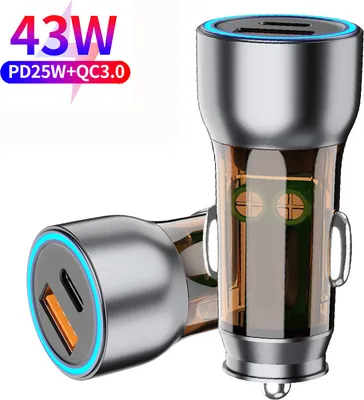 Produktbild von 43w Autoladegerät Typ-c PPS Pd Port Qc3.0 Schnellladeadapter Kompatibel für iPhone / iPad Samsung Galaxy schwarz