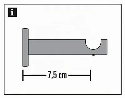 Produktbild von GARDINIA Träger mit Metallmontageplatte für Gardinenstangen Ø 16 mm, 1-läufig, Offen, Serie Memphis, Metall, Messing-Antik, Länge 7,5 cm