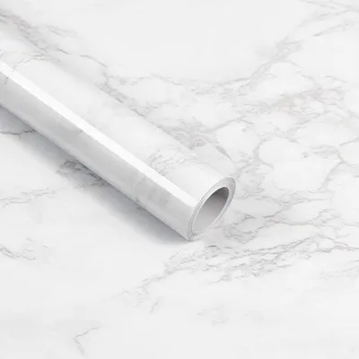 Immagine prodotto di Nastro adesivo effetto marmo, bianco e grigio, 40x600 cm - Nastro decorativo impermeabile per mobili, ideale per la ristrutturazione di cucine e bagni