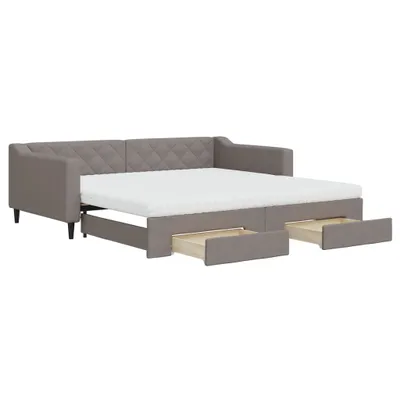 Produktbild von vidaXL Tagesbett Ausziehbar mit Schubladen Taupe 100x200 cm Stoff