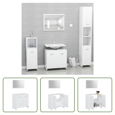 Immagine prodotto di The Living Store Set di mobili da bagno in legno bianco