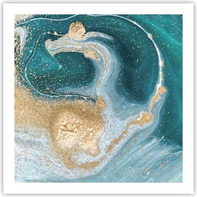 Produktbild von Poster - Poster ohne Rahmen - Golden Türkis Hintergrund - 60x60 cm - Wand Bild - Wanddeko - Wandbilder - Kunstposter - Wandposter - Bilder - Kunstdruck - Wanddekoration - Wandbild - P2XAC60x60-4969