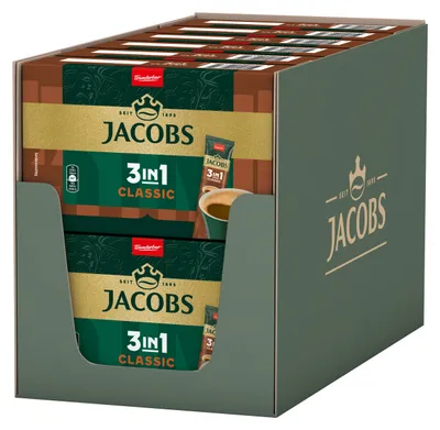 Produktbild von Jacobs 3in1 Classic löslicher Kaffee, Instantkaffee, 12 x 10 Becherportionen