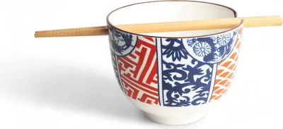 Produktbild von Soba-Bowls ASIATICA, Porzellan-Schale, Reis mit Stäbchenhalter Ø 13 cm