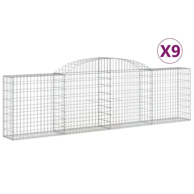 Produktbild von vidaXL Gabionen mit Hochbogen 9 Stk. 300x30x80/100 cm Verzinktes Eisen