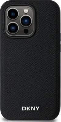 Produktbild von DKNY, MagSafe Schutzhülle Silver Metal Logo f. Apple iPhone 14 Pro, Schwarz