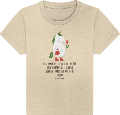 Produktbild von Mr. & Mrs. Panda Organic Baby Shirt Einhorn Gärtner 12. - 18. Monat - Natural Raw - Geschenk, Garten,  T-Shirt, Unicorn, Freundin, Kinder, Einhörner, Jerseyshirt