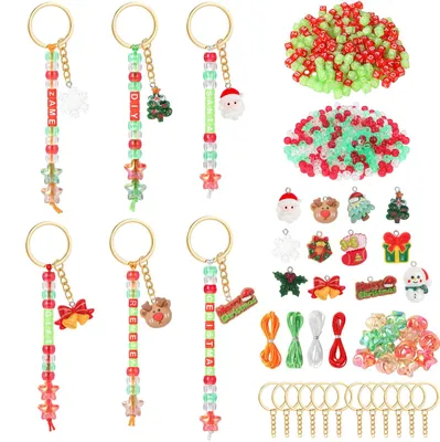 Weihnachts-Schlüsselanhänger-Set, DIY-Bastelset mit Perlen
