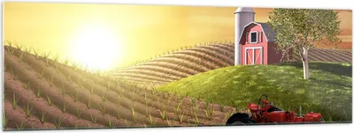 Produktbild von Bilder auf glas - Morgen Bauernhof Feld Plantage - 160x50cm - Glasbilder - Wandbilder - Kunstdruck - zum Aufhängen bereit - Wanddekoration aus Glas - Glas Bilder - Wandbild auf Glas - GAB160x50-2639